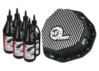 AFE - Pro Series Rear Differential Cover Kit Black w/ Machined Fins and Gear Oil Dodge Diesel Trucks 03-05 L6-5.9L (td) (AAM 10.5-14 Bolt Axles)