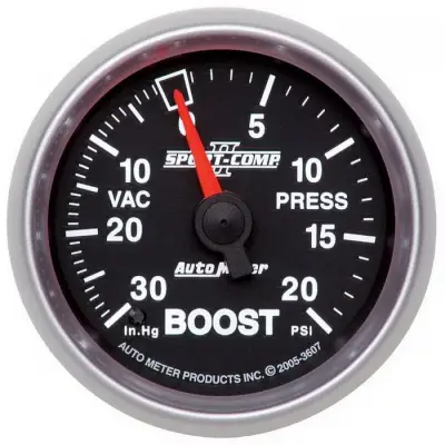 Auto Meter - Auto Meter Gauge; Vac/Boost; 2 1/16in.; 30inHg-20psi; Mechanical; Sport-Comp II 3607