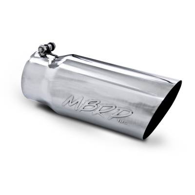 MBRP Exhaust Tip, 5" O.D. Angled Single Walled  4" inlet  12" length, T304 T5052