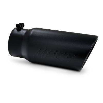 MBRP Exhaust Tip, 5" O.D. Angled Rolled End  4" inlet  12" length - Black Coated T5051BLK
