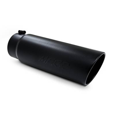 MBRP Exhaust Tip, 6" O.D., Angled Rolled End, 5" inlet 18" in length, Black Coated T5125BLK
