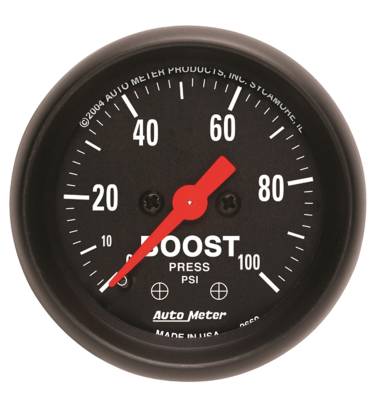 Auto Meter Gauge; Boost; 2 1/16in.; 100psi; Mechanical; Z Series 2618