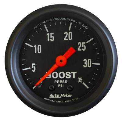 Auto Meter Gauge; Boost; 2 1/16in.; 35psi; Mechanical; Z Series 2616
