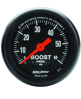 Auto Meter Gauge; Boost; 2 1/16in.; 60psi; Mechanical; Z Series 2617