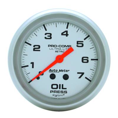 Auto Meter Gauge; Oil Pressure; 2 5/8in.; 7.0kg/cm2; Mechanical; Ultra-Lite 4421-J