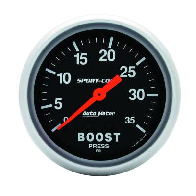 Auto Meter Gauge; Boost; 2 5/8in.; 35psi; Mechanical; Sport-Comp 3404
