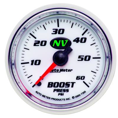 Auto Meter Gauge; Boost; 2 1/16in.; 60psi; Mechanical; NV 7305