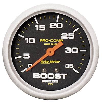 Auto Meter Gauge; Boost Press; 2 5/8in.; 35psi; Liquid Filled Mech; Pro-Comp 5404