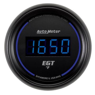 Auto Meter Gauge; Pyrometer (EGT); 2 1/16in.; 1600deg. F; Digital; Black Dial w/Blue LED 6945