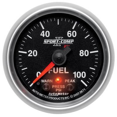 Auto Meter Gauge; Fuel Press; 2 1/16in.; 100psi; Digital Stepper Motor w/Peak/Warn; Sport-C 3671