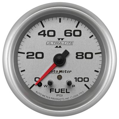 Auto Meter Gauge; Fuel Press; 2 5/8in.; 100psi; Stepper Motor w/Peak/Warn; Ultra-Lite II 7763