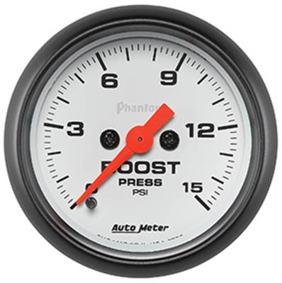Auto Meter Gauge; Boost; 2 1/16in.; 15psi; Digital Stepper Motor; Phantom 5750