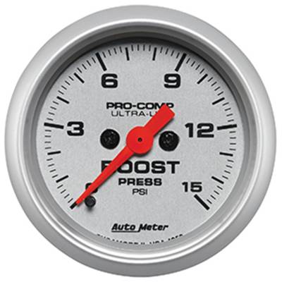 Auto Meter Gauge; Boost; 2 1/16in.; 15psi; Digital Stepper Motor; Ultra-Lite 4350