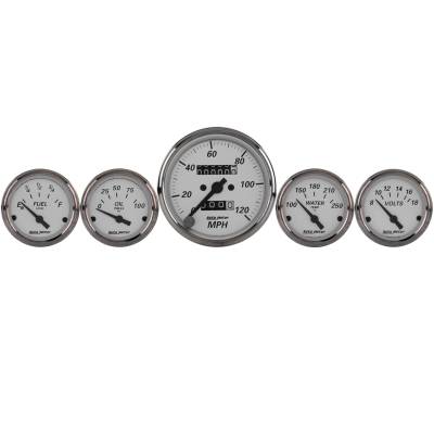 Auto Meter Gauge Kit; 5 pc.; 3 1/8in./2 1/16in.; Elec. Speedometer; American Platinum 1901