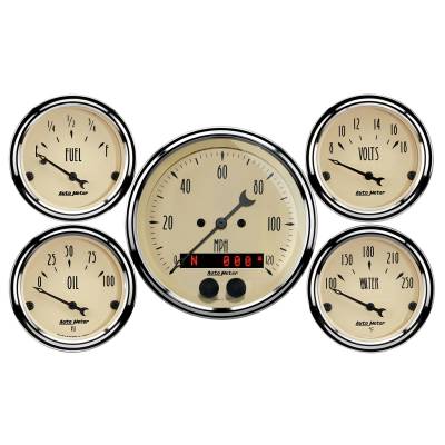 Auto Meter Gauge Kit; 5 pc.; 3 3/8in./2 1/16in.; GPS Speedometer; Antique Beige 1850