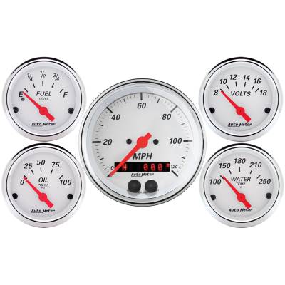 Auto Meter - Auto Meter Gauge Kit; 5 pc.; 3 3/8in./2 1/16in.; GPS Speedometer; Arctic White 1350 - Image 1