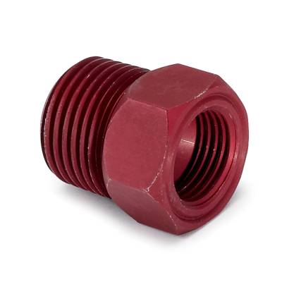 Auto Meter Fitting; Adapter; 1/2in. NPT Male; Aluminum; Red; for Mech. Temp. Gauge 2273