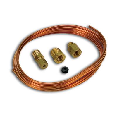 Auto Meter Tubing; Copper; 1/8in.; 6ft. Length; incl. 1/8in. NPTF brass compression fitting 3224