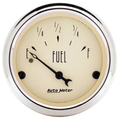 Auto Meter Gauge; Fuel Level; 2 1/16in.; 0E to 30F; Elec; Antique Beige 1818
