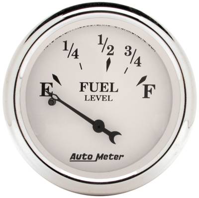 Auto Meter Gauge; Fuel Level; 2 1/16in.; 0E to 30F; Elec; Old Tyme White 1607