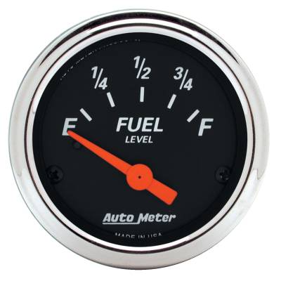 Auto Meter Gauge; Fuel Level; 2 1/16in.; 0E to 90F; Elec; Designer Black 1422