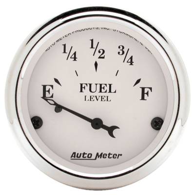 Auto Meter Gauge; Fuel Level; 2 1/16in.; 0E to 90F; Elec; Old Tyme White 1604