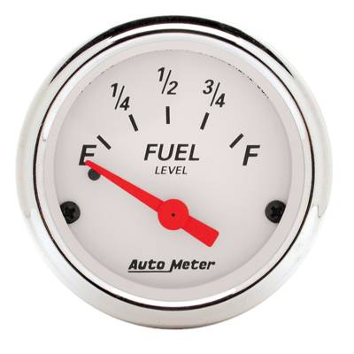 Auto Meter Gauge; Fuel Level; 2 1/16in.; 0E to 30F; Elec; Arctic White 1318