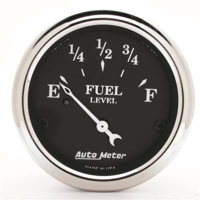 Auto Meter Gauge; Fuel Level; 2 1/16in.; 0E to 30F; Elec; Old Tyme Black 1718