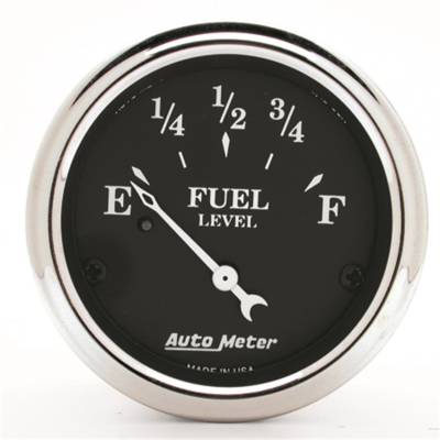 Auto Meter Gauge; Fuel Level; 2 1/16in.; 0E to 90F; Elec; Old Tyme Black 1715