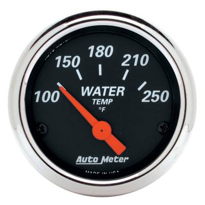 Auto Meter Gauge; Water Temp; 2 1/16in.; 250deg. F; Elec; Designer Black 1436