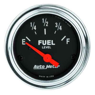Auto Meter Gauge; Fuel Level; 2 1/16in.; 0E to 30F; Elec; Traditional Chrome 2517