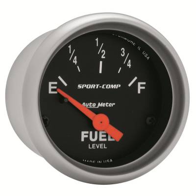 Auto Meter Gauge; Fuel Level; 2 1/16in.; 0E to 90F; Elec; Sport-Comp 3314