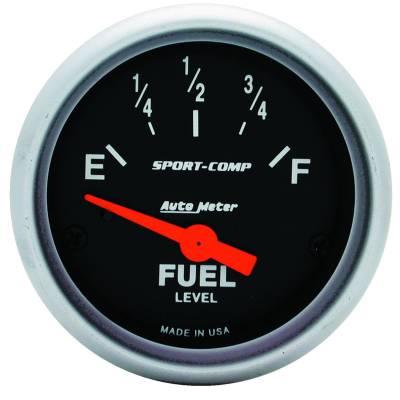 Auto Meter Gauge; Fuel Level; 2 1/16in.; 0E to 30F; Elec; Sport-Comp 3317