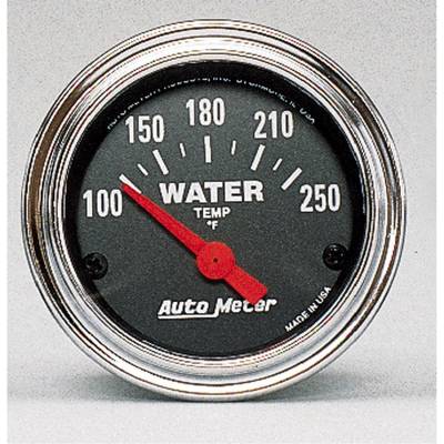 Auto Meter Gauge; Water Temp; 2 1/16in.; 100-250deg. F; Electric; Traditional Chrome 2532