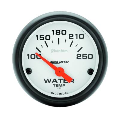 Auto Meter Gauge; Water Temp; 2 1/16in.; 100-250deg. F; Electric; Phantom 5737
