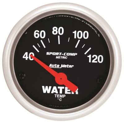 Auto Meter Gauge; Water Temp; 2 1/16in.; 40-120deg. C; Electric; Sport-Comp 3337-M