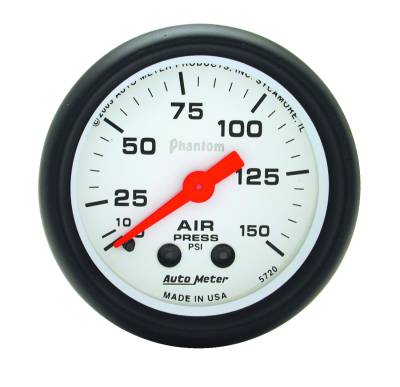 Auto Meter Gauge; Air Press; 2 1/16in.; 150psi; Mechanical; Phantom 5720
