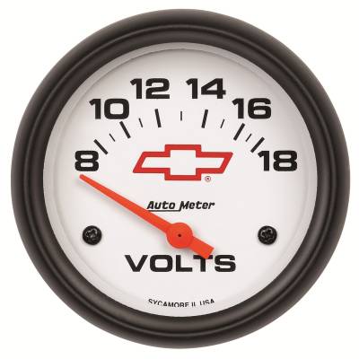 Auto Meter Gauge; Voltmeter; 2 5/8in.; 18V; Electric; GM Bowtie White 5891-00406