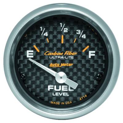 Auto Meter Gauge; Fuel Level; 2 1/16in.; 0E to 90F; Elec; Carbon Fiber 4714