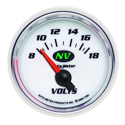 Auto Meter Gauge; Voltmeter; 2 1/16in.; 18V; Electric; NV 7392