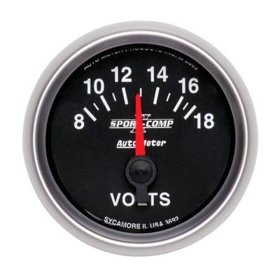 Auto Meter Gauge; Voltmeter; 2 1/16in.; 18V; Electric; Sport-Comp II 3692