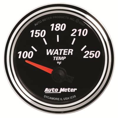 Auto Meter Gauge; Water Temp; 2 1/16in.; 250deg. F; Elec; Designer Black II 1238