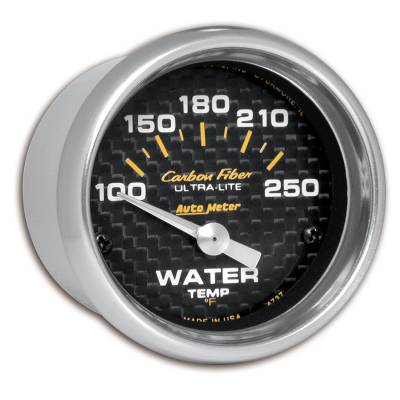 Auto Meter Gauge; Water Temp; 2 1/16in.; 100-250deg. F; Electric; Carbon Fiber 4737