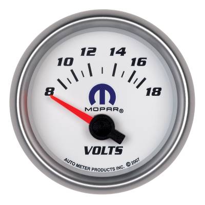 Auto Meter Gauge; Voltmeter; 2 1/16in.; 18V; Electric; White; Mopar 880035