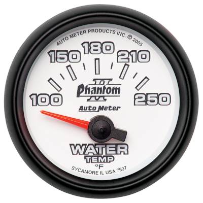 Auto Meter Gauge; Water Temp; 2 1/16in.; 100-250deg. F; Electric; Phantom II 7537