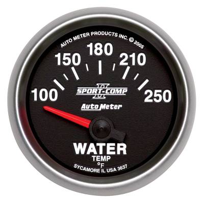 Auto Meter Gauge; Water Temp; 2 1/16in.; 100-250deg. F; Electric; Sport-Comp II 3637