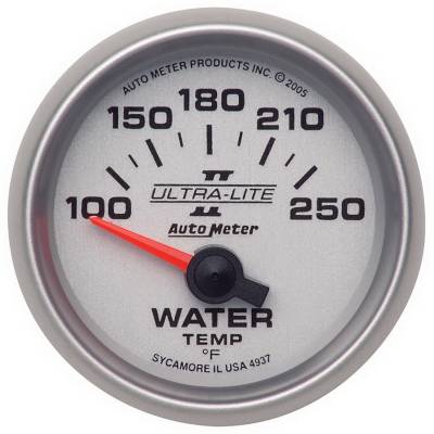 Auto Meter Gauge; Water Temp; 2 1/16in.; 100-250deg. F; Electric; Ultra-Lite II 4937