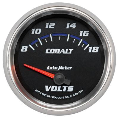 Auto Meter Gauge; Voltmeter; 2 5/8in.; 18V; Electric; Cobalt 7991