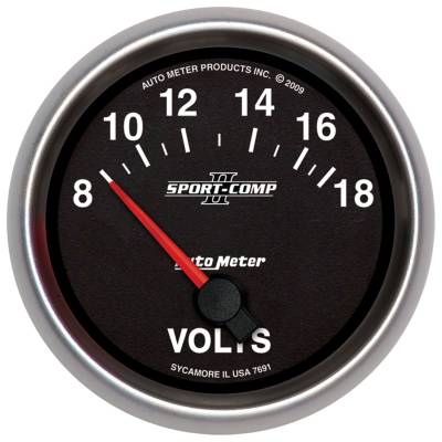 Auto Meter Gauge; Voltmeter; 2 5/8in.; 18V; Electric; Sport-Comp II 7691