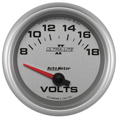Auto Meter Gauge; Voltmeter; 2 5/8in.; 18V; Electric; Ultra-Lite II 7791